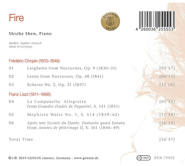 Shizhe Shen : Fire: Works By Frédéric Chopin And Franz Liszt (CD, Album)