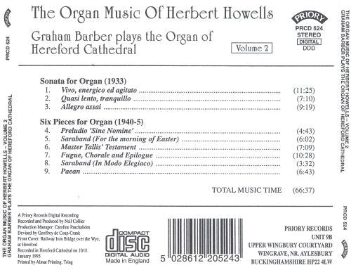 Herbert Howells - Graham Barber : The Organ Music Of Herbert Howells, Volume 2 (CDr, Album)