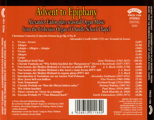 Alexander Eadon : Advent To Epiphany (CD, Album)