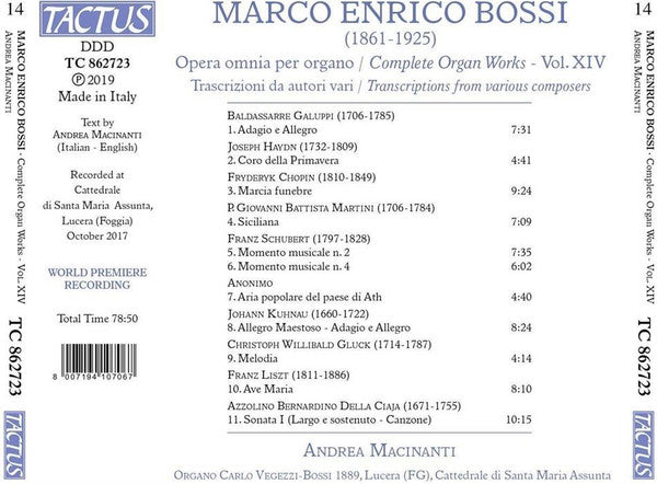 Marco Enrico Bossi, Andrea Macinanti : Opera Omnia Per Organo Vol. XIV (CD, Album)