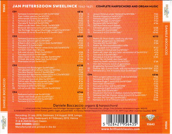 Jan Pieterszoon Sweelinck - Daniele Boccaccio : Complete Harpsichord And Organ Music (6xCD, Album)