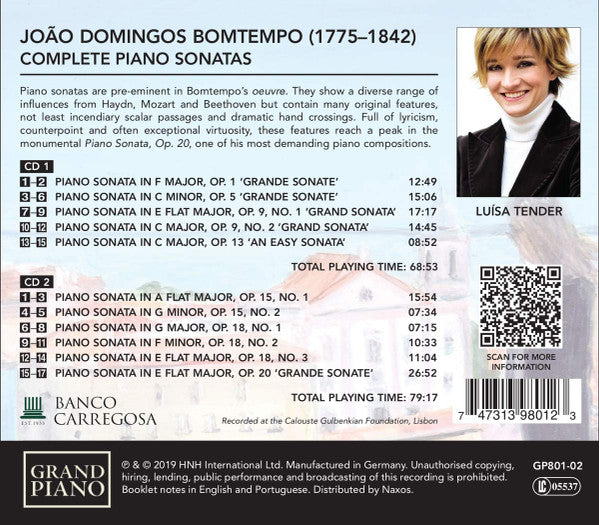 João Domingos Bomtempo, Luísa Tender : Complete Piano Sonatas (2xCD, Album)
