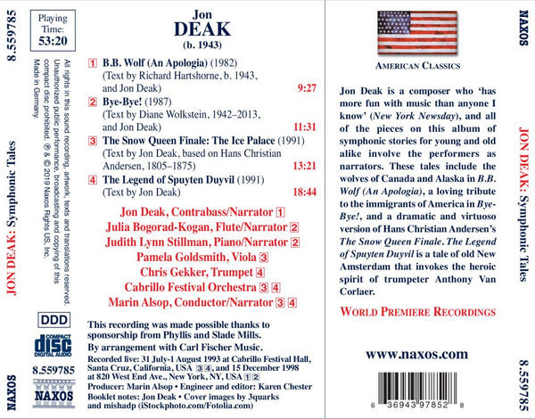 Jon Deak, Julia Bogorad-Kogan, Judith Lynn Stillman, Pamela Goldsmith, Chris Gekker, Cabrillo Music Festival Orchestra, Marin Alsop : Symphonic Tales (CD, Album)
