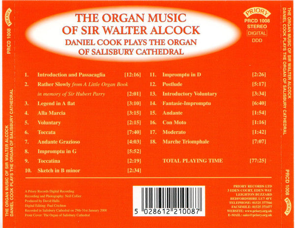 Walter Alcock - Daniel Cook (2) : The Organ Works of Sir Walter Alcock (CD)