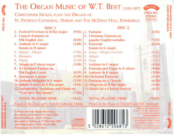 William Thomas Best, Christopher Nickol : The Organ Music Of W.T. Best (2xCD, Album)