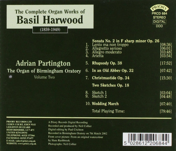 Basil Harwood - Adrian Partington : The Complete Organ Works Of Basil Harwood - Volume 2 (CD, Album)