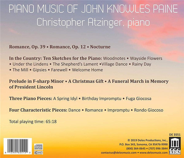 John Knowles Paine, Christopher Atzinger : Piano Music Of John Knowles Paine (CD, Album)