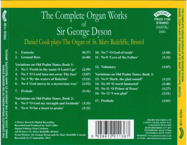 Sir George Dyson - Daniel Cook (2) : The Complete Organ Works Of Sir George Dyson  (CD, Album)