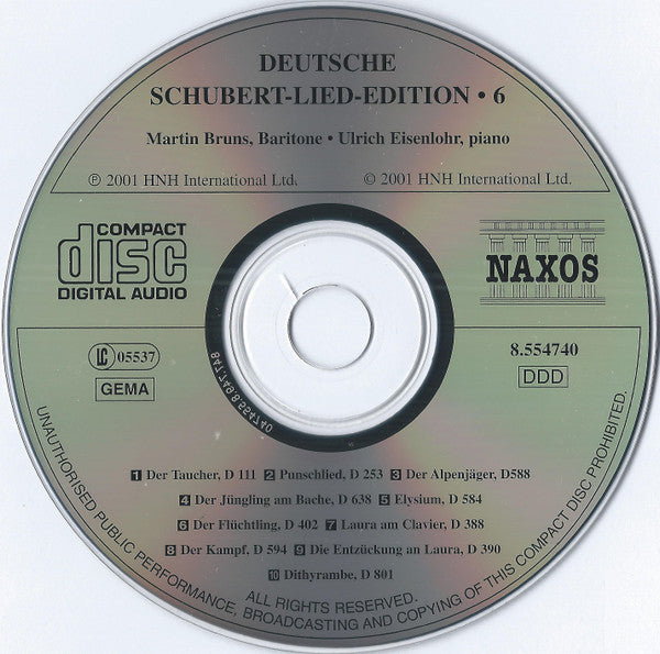 Franz Schubert - Martin A. Bruns, Ulrich Eisenlohr : Schiller-Lieder, Vol. 1 (CD)