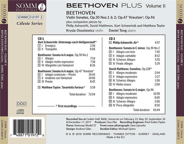 Krysia Osostowicz, Daniel Tong : Beethoven Plus Volume II (2xCD, Album)