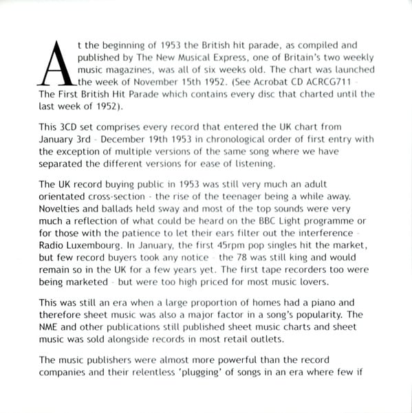 Various : 1953 British Hit Parade (Britain's Greatest Hits Volume 2) (3xCD, Comp)