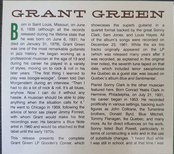 Grant Green : Gooden's Corner (CD, Album, Ltd, RE, RM)