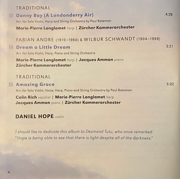 Daniel Hope and Zürcher Kammerorchester : Hope (CD, Album)