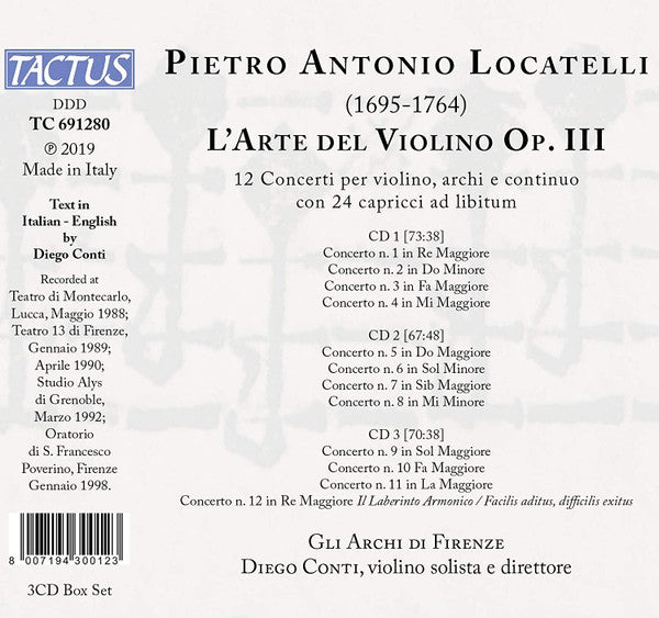 Pietro Antonio Locatelli, Diego Conti, Gli Archi Di Firenze : L'Arte Del Violino Op. III (3xCD, Comp + Box)