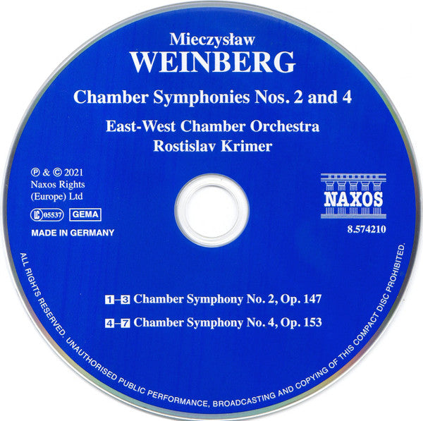 Mieczysław Weinberg, East-West Chamber Orchestra, Rostislav Krimer : Chamber Symphonies Nos. 2 And 4 (CD, Album)