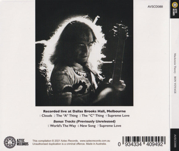 Mackenzie Theory : Bon Voyage (Live At Dallas Brooks Hall May Fifteen) (CD, Album, RE, RM, Dig)