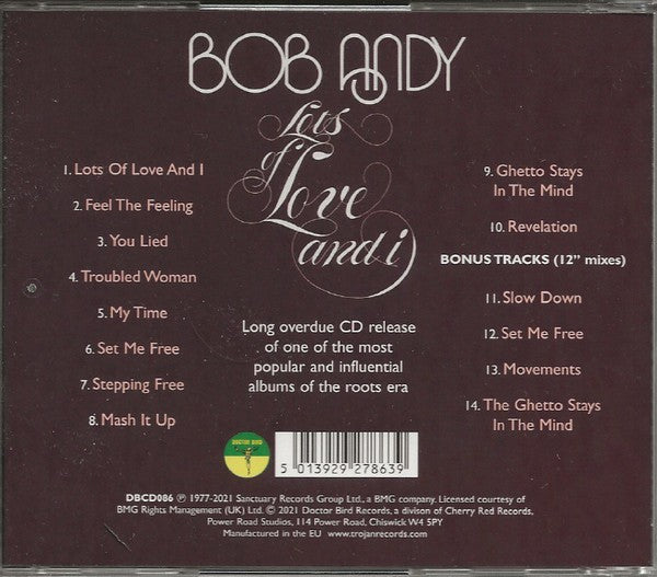 Bob Andy : Lots Of Love And I (CD, Album, RE)