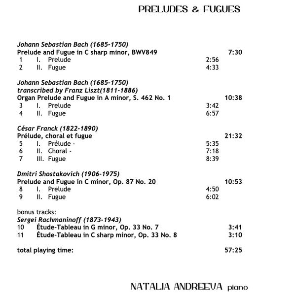 Natalia Andreeva : Preludes & Fugues (CD, Album)