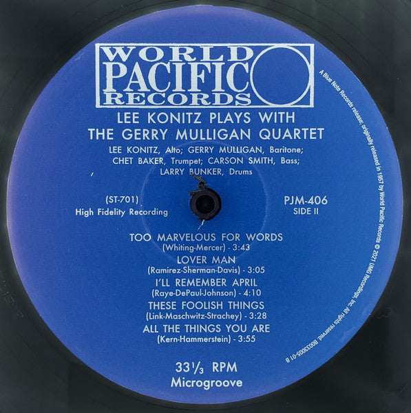 Lee Konitz Plays With Gerry Mulligan Quartet : Lee Konitz Plays With The Gerry Mulligan Quartet (LP, Album, Mono, RE, 180)