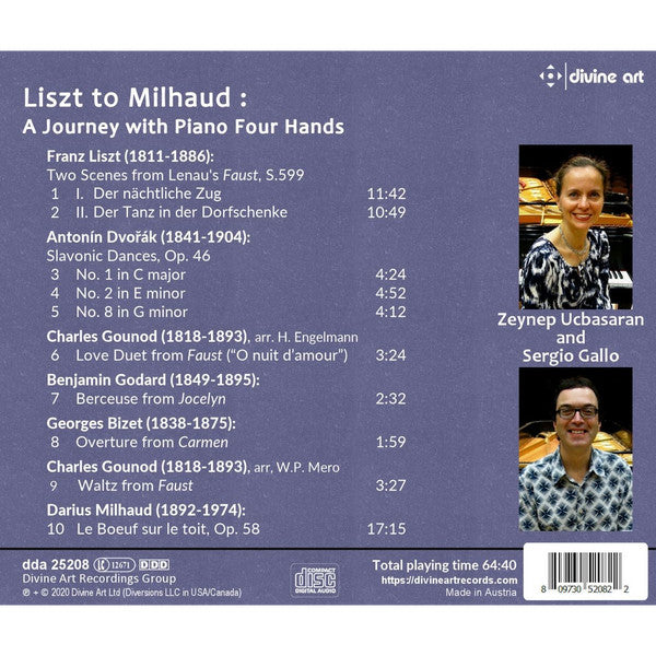 Sergio Gallo (2), Zeynep Üçbaşaran : Liszt To Milhaud – A Journey With Piano Four Hands (CD, Album)