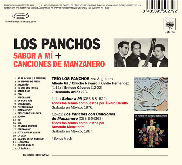Trio Los Panchos : Sabor A Mi + Canciones De Manzanero (CD, Comp, RE, RM, 6 P)