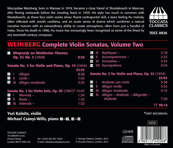 Mieczysław Weinberg - Yuri Kalnits, Michael Csanyi-Wills : Complete Violin Sonatas Volume Two (CD, Album)