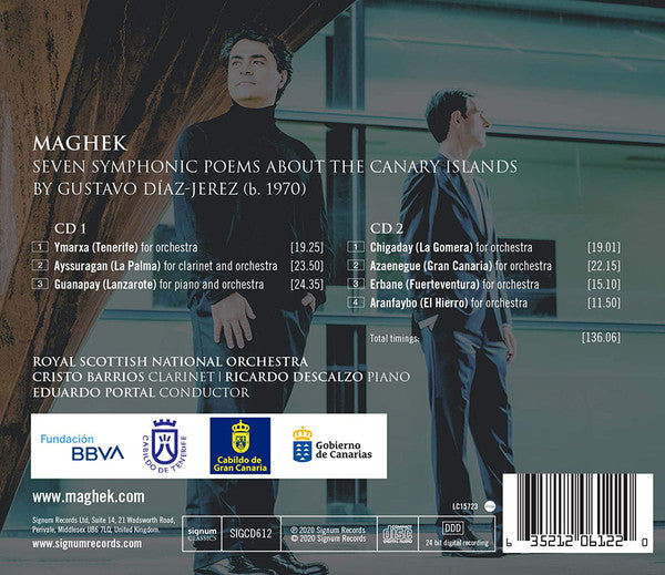 Gustavo Díaz-Jerez - Royal Scottish National Orchestra, Eduardo Portal, Cristo Barrios, Ricardo Descalzo : Maghek (Seven Symphonic Poems About The Canary Islands) (2xCD, Album)