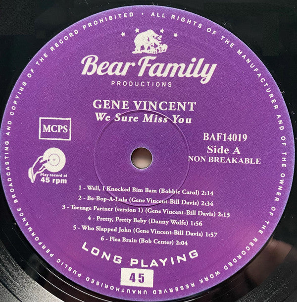 Gene Vincent : We Sure Miss You (10", Comp + CD, Comp)
