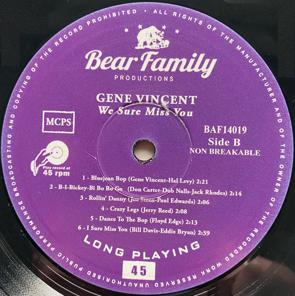 Gene Vincent : We Sure Miss You (10", Comp + CD, Comp)