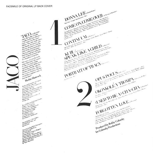 Jaco Pastorius : Jaco Pastorius (CD, Album, RE, RM)