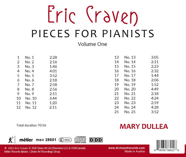 Eric Craven (2), Mary Dullea : Pieces For Pianists, Volume 1 (CD, Album)