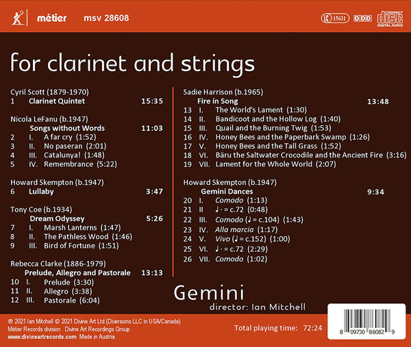 Gemini London, Ian Mitchell : For Clarinet And Strings (CD, Album)