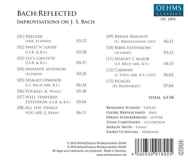 Johann Sebastian Bach, Benjamin Schmid : Bach: Reflected (CD, Album)