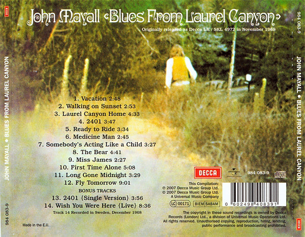 John Mayall : Blues From Laurel Canyon (CD, Album, RE, RM)
