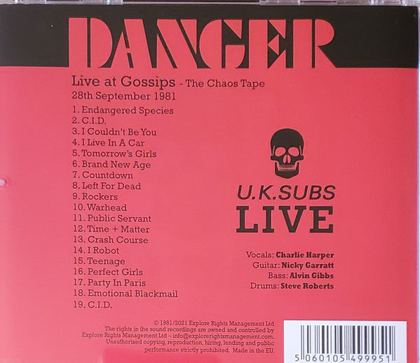 UK Subs : Danger (U.K. Subs Live) (CD, RE)