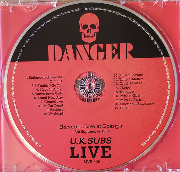 UK Subs : Danger (U.K. Subs Live) (CD, RE)
