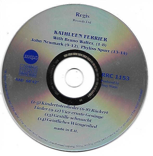 Kathleen Ferrier, Vienna Philharmonic*, Bruno Walter : Kindertotenlieder (CD, Comp)