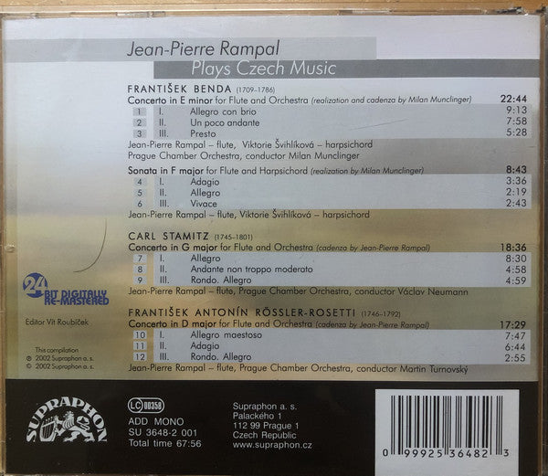 František Benda, Carl Stamitz, Antonio Rosetti / Jean-Pierre Rampal : Flute Concertos (CD, Album, Comp, Mono, RE, RM)