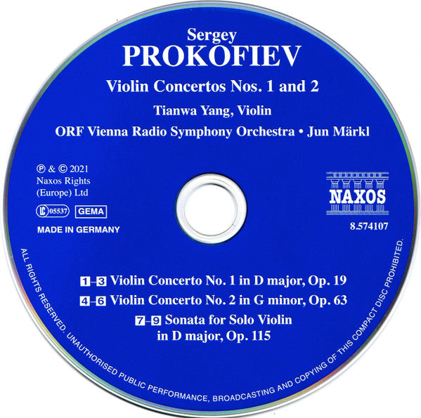 Sergei Prokofiev, Tianwa Yang, ORF Radio-Symphonieorchester Wien, Jun Märkl : Violin Concertos Nos. 1 And 2 (CD, Album)