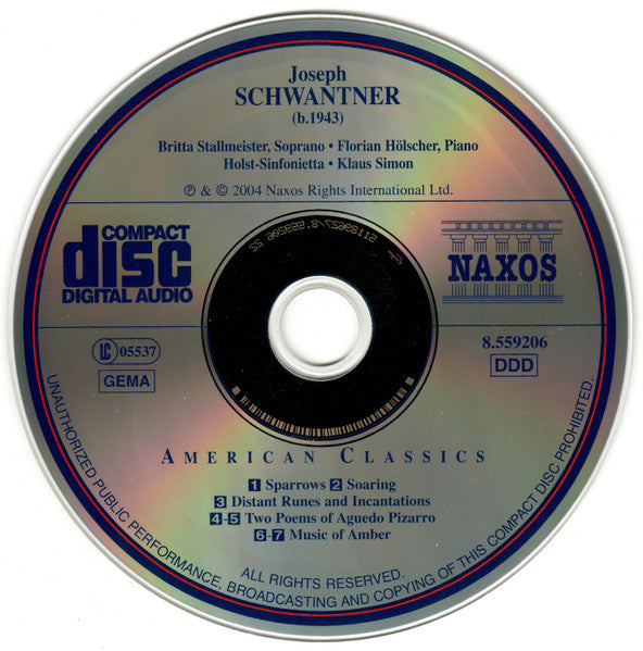 Joseph Schwantner - Holst-Sinfonietta / Klaus Simon : Sparrows • Music Of Amber (CD)