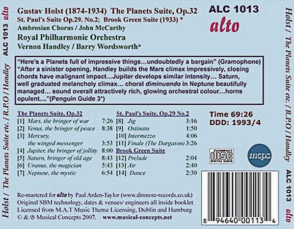 Gustav Holst : The Planets Suite / St. Paul's Suite / Brook Green Suite (CD, Album)