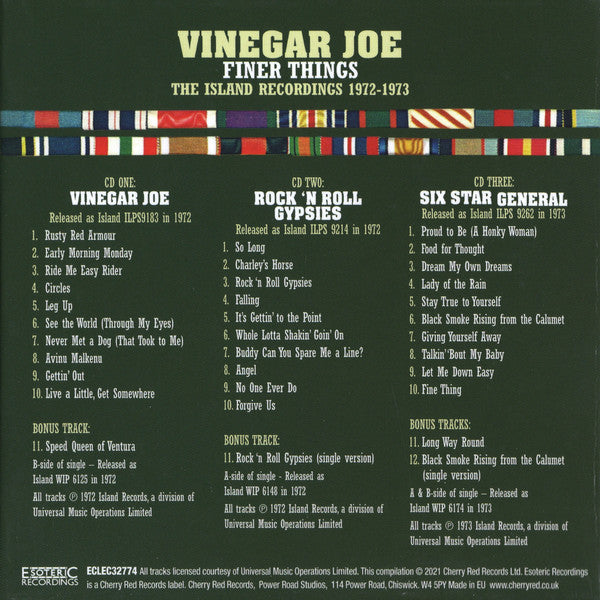 Vinegar Joe : Finer Things (The Island Recordings 1972-1973) (CD, Album, RE, RM + CD, Album, RE, RM + CD, Album,)