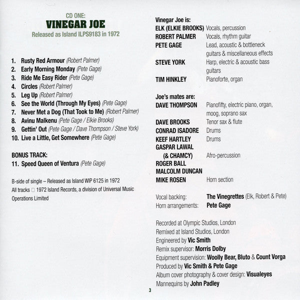 Vinegar Joe : Finer Things (The Island Recordings 1972-1973) (CD, Album, RE, RM + CD, Album, RE, RM + CD, Album,)