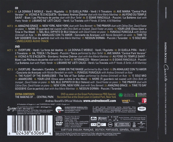 Andrea Bocelli : Concerto: One Night In Central Park  10th Anniversary Edition (CD, Album + DVD-V, NTSC + RE, Fan)