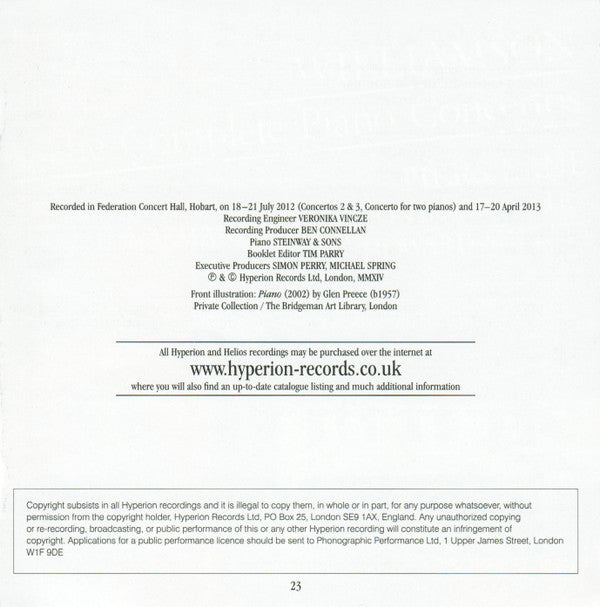 Malcolm Williamson - Piers Lane, Tasmanian Symphony Orchestra / Howard Shelley : The Complete Piano Concertos (2xCD)