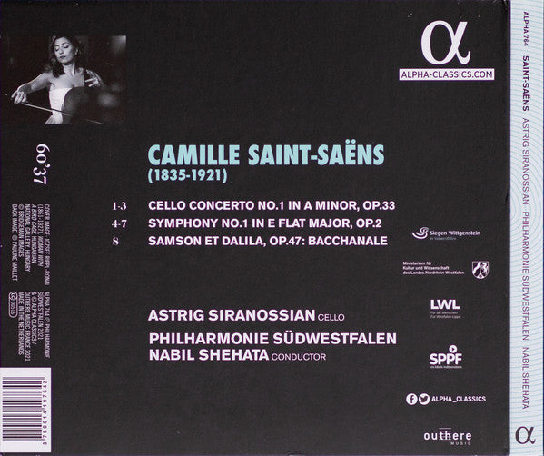 Camille Saint-Saëns, Astrig Siranossian, Südwestfälische Philharmonie, Nabil Shehata : Cello Concerto / Bacchanale / Symphony No.1 (CD, Album)