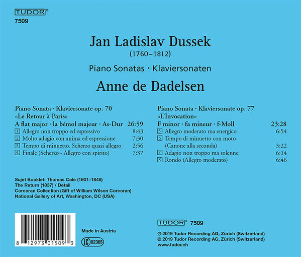 Jan Ladislav Dusík, Anne De Dadelsen : Piano Sonatas (CD, Album, RE)