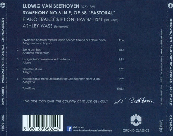 Ludwig van Beethoven, Franz Liszt, Ashley Wass : Symphony No. 6 Pastoral (CD, Album)