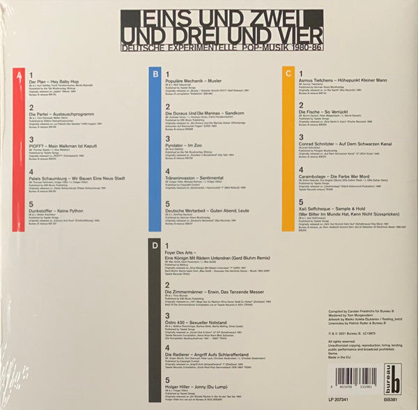 Various : Eins Und Zwei Und Drei Und Vier (Deutsche Experimentelle Pop​-​Musik 1980​-​86) (2xLP, Album, Comp)