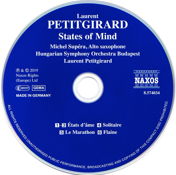 Laurent Petitgirard, Michel Supéra, Hungarian Symphony Orchestra Budapest (2) : States Of Mind (CD, Album)